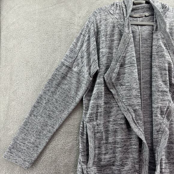 Athleta Sweater Women S Heather Gray Open Front Hoodie Cardigan Pockets Active - Picture 5 of 14